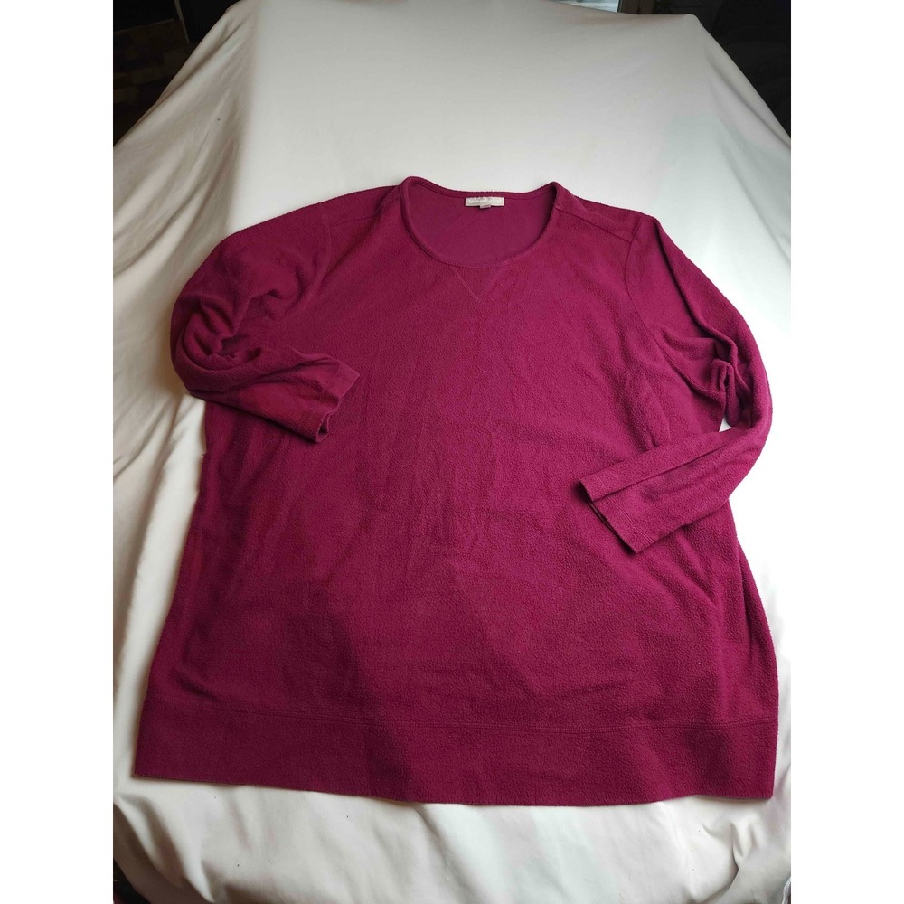 Woman Within Sweatshirt Womens 3X Red Classic Cozy Fleece Loungewear Long Sleeve